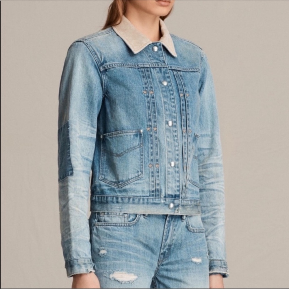 AllSaints Distressed Denim Jacket Size S